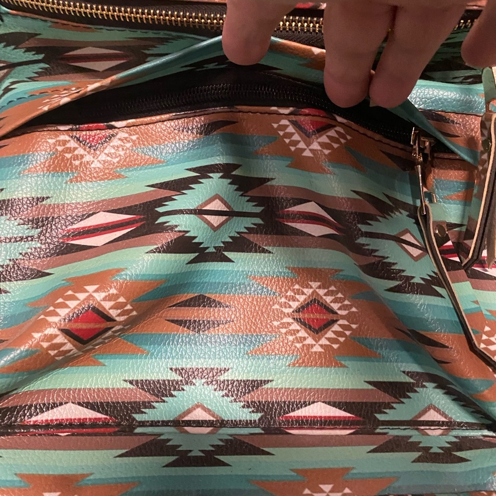 Aztec Western Patterned Backpack Purse - image 2